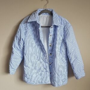 Blue and White Striped Quilted Jacket